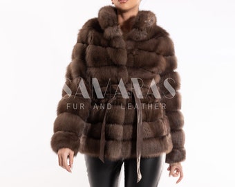 Real Russian SABLE FUR jacket with stand collar,sable jacket,sable coat,sable fur,luxury fur,present,gift,fully customizable,real fur coat