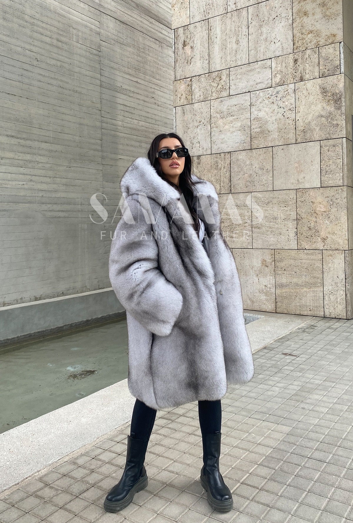 archive ブルーフォックス　毛皮　コート　ジャケット　リアルファー　L フルスキンブルーフォックスファージャケット/コート、ファー