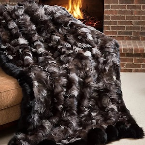 Jet de fourrure Real Fox de qualité supérieure, couette en fourrure, couverture en fourrure, tapis en fourrure, oreillers assortis disponibles, cadeau parfait