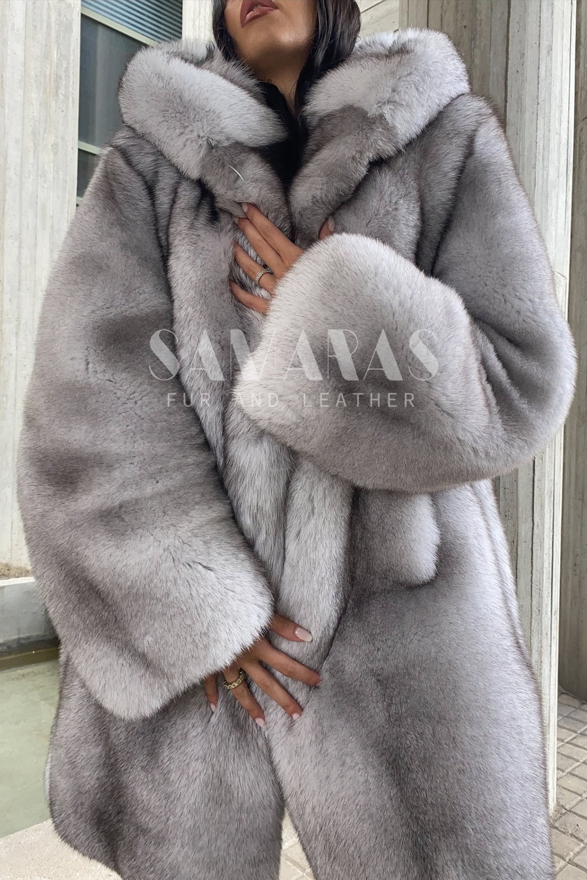 フルスキンブルーフォックスファージャケット/コート、ファー