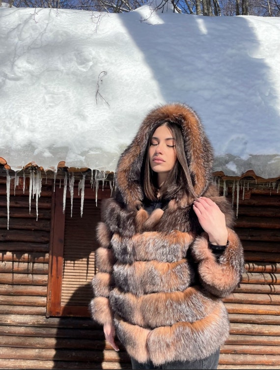 LUXURY CRYSTAL FOX Fur Jacket With Whole Skins,fur Jacket,luxury