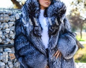 LUXURY SILVER FOX Fur Jacket With Whole Skins, Fur Jacket