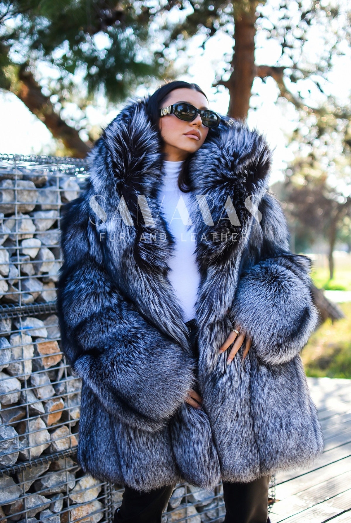 LUXURY SILVER FOX Fur Jacket With Whole Skins Fur Jacketfox - Etsy