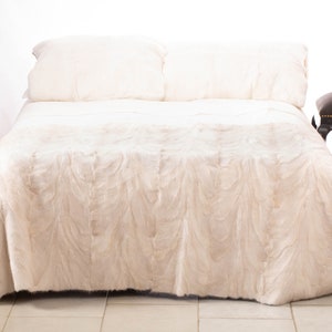 5stars White Real Mink fur throw, fur warmer, fur comforter, fur rug