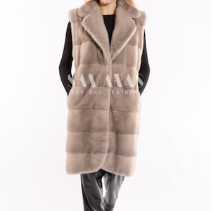 Luxury Silverblue Mink fur vest with english collar, Top quality fur,luxury fur vest,real fur,all customizations available,anniversary gift