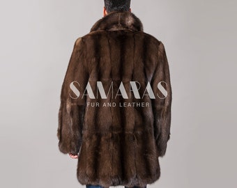 Super Elegant Russian SABLE FUR Coat With English Collar,mens Fur