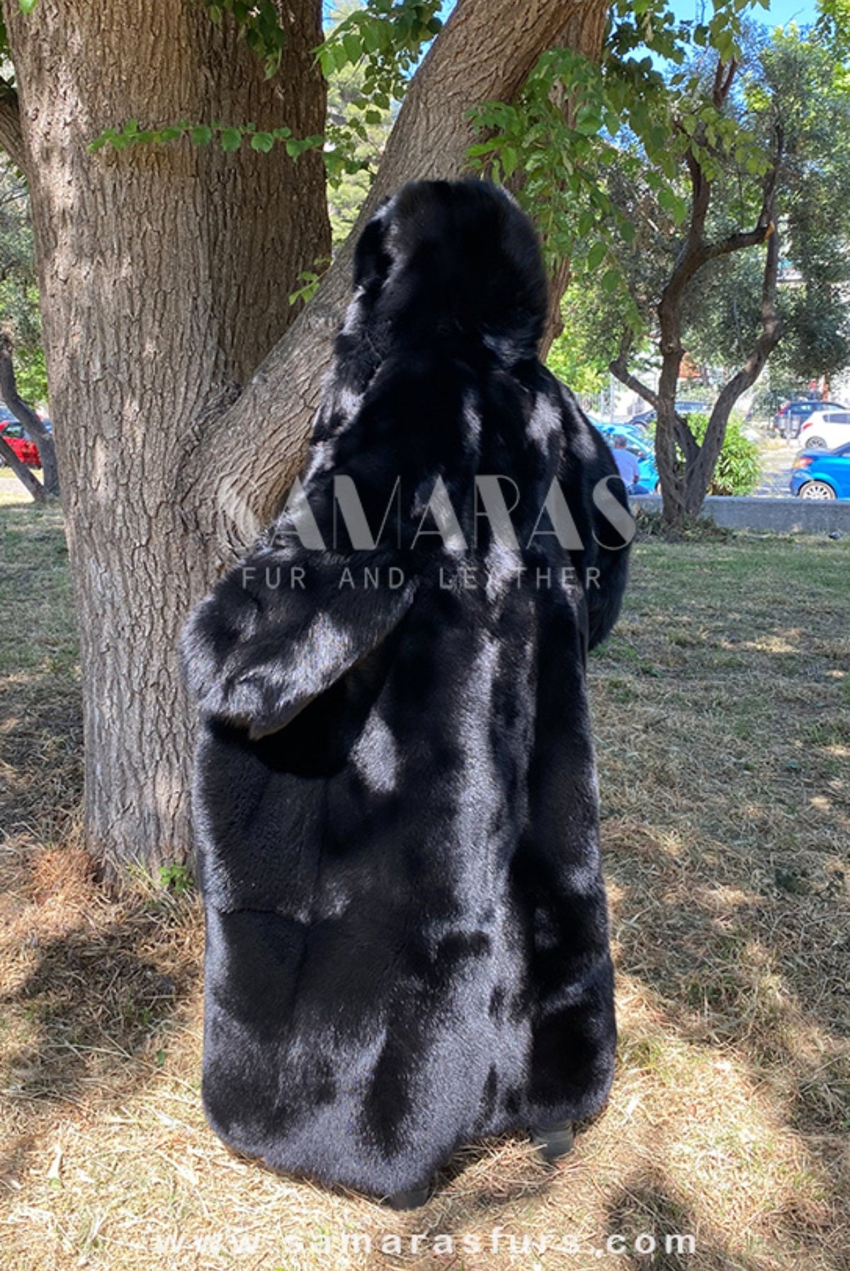 52 INCH LONG BLACK Fox Coat,fur Coat With Whole Skins,fur Jacket