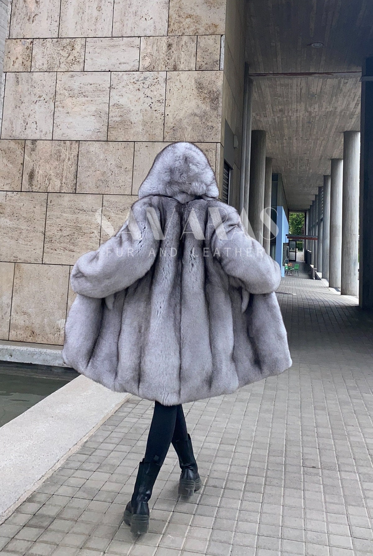 フルスキンブルーフォックスファージャケット/コート、ファー