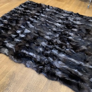 Top quality FOX half skins Fur blanket,fox fur throw, fur comforter, fur rug, top warm gift, silver fox,frost fox