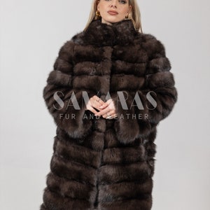Echte russische Zobel Pelzjacke mit Stehkragen, Zobeljacke, Zobelmantel, Zobelpelz, Luxuspelz, Geschenk, Geschenk, vollständig anpassbar, echter Pelzmantel