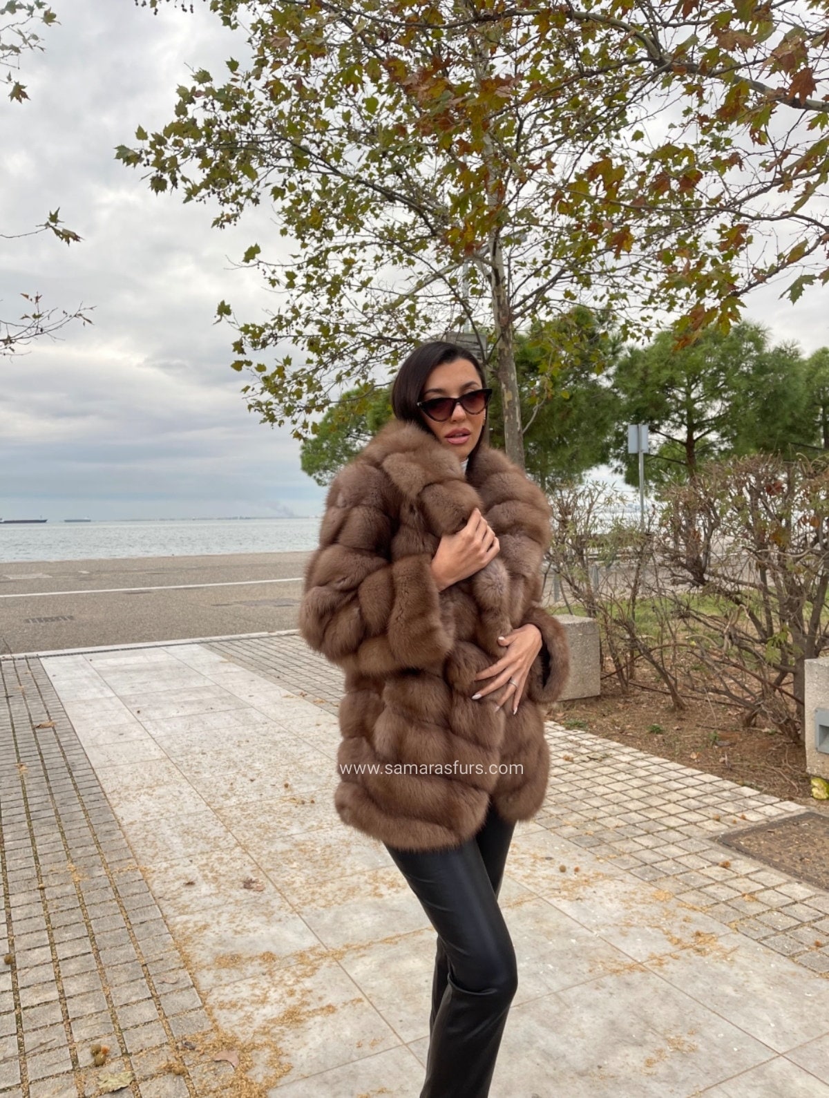 Real Marten SABLE FUR Jacket With English Collar,sable Jacket