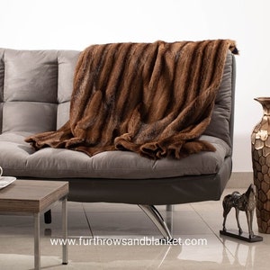 Real Brown Mink fur throw/blanket,Mink fur blanket,cashmere style lining,fur warmer, fur comforter, fur rug,real fur throw, perfect gift