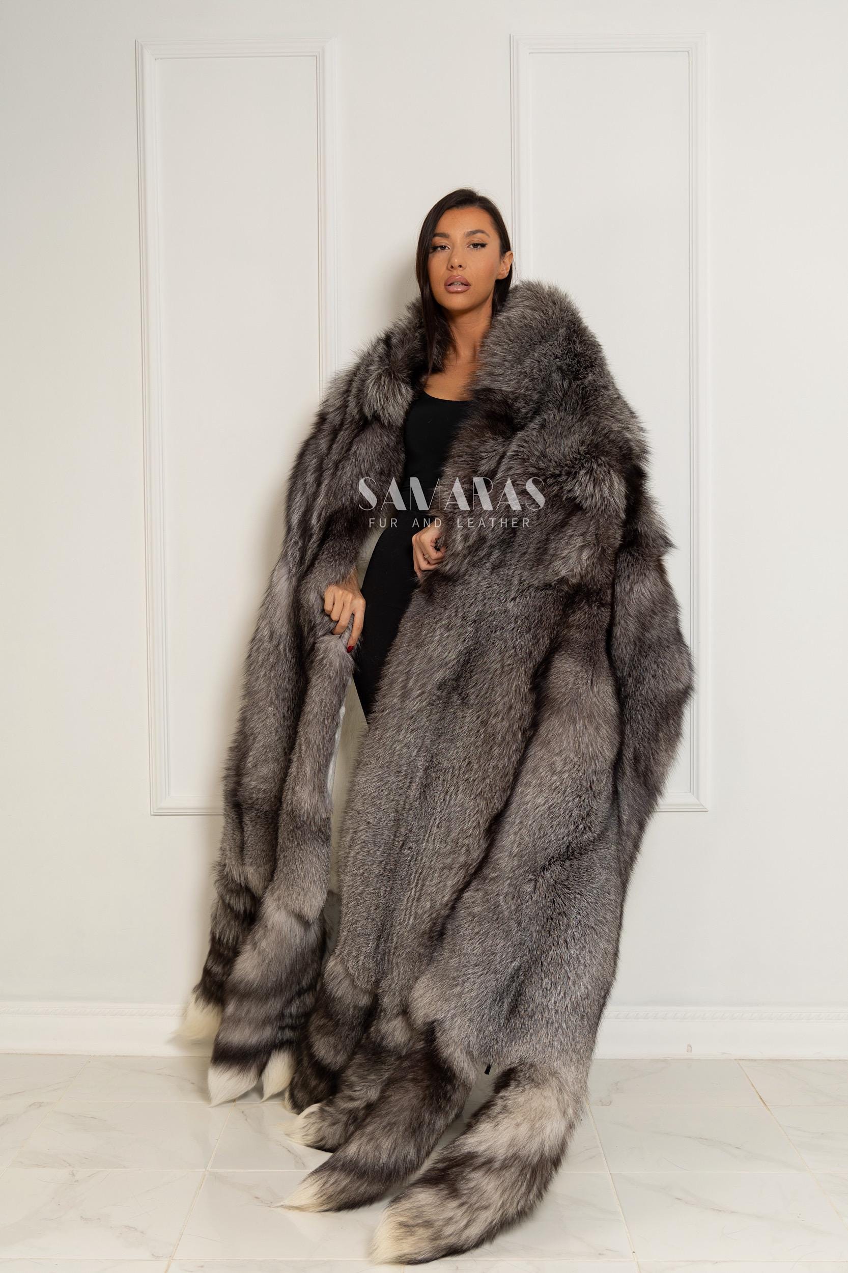 Luxury Double Face Scandinavian Blue Frost Fox & White Rex Boa