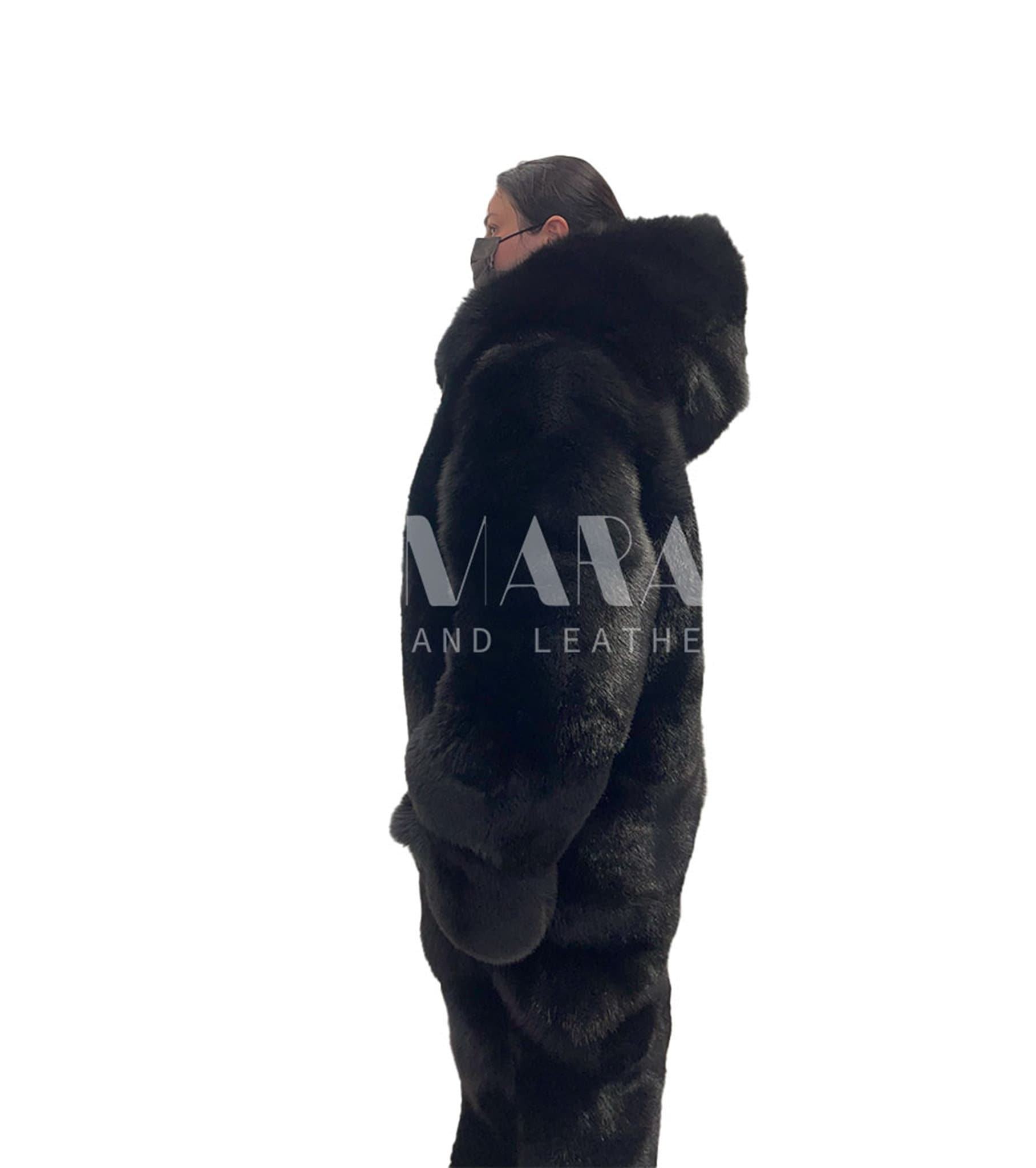 Double Sided Fox Fur Costumein Black With Whole Skins,luxury Fur