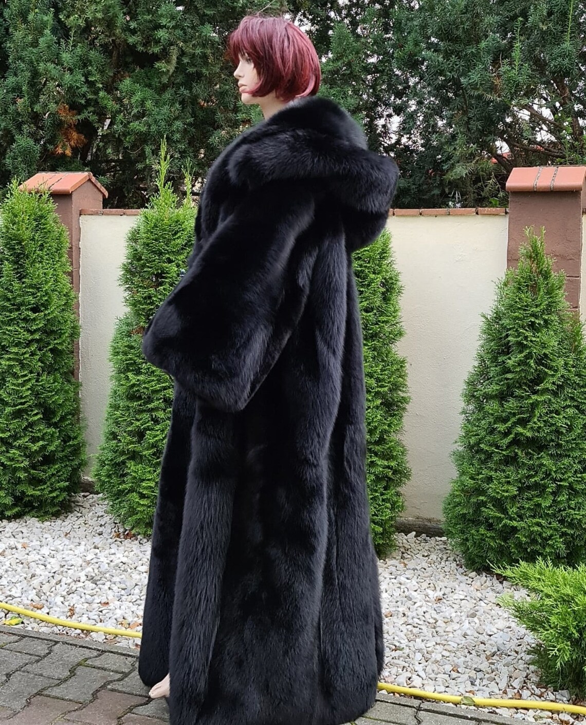 LUXURY BLUE FOX Coat Black fur Coat With Whole Skinsfur - Etsy