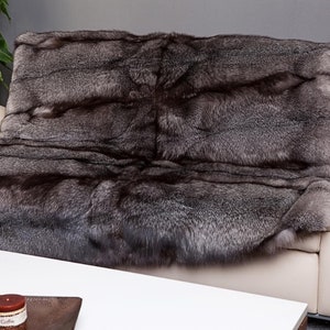 Genuine luxury full skin  REAL Frost FOX FUR throw,fur comforter,fur blanket,various colors, fur rug, fox fur throw,fur warmer,fur pillows