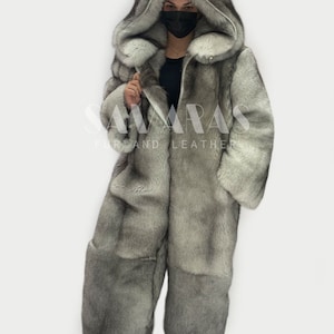 Double side Fox fur costume with Whole skins,fur ,luxury fur suit,unisex,fur gloves and fur boots,fur jacket,made to measure,real fur,gift