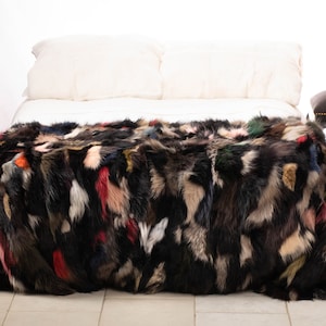 REAL FOX FUR throw,fur comforter,fur blanket, fur rug, fox fur throw,fur warmer,