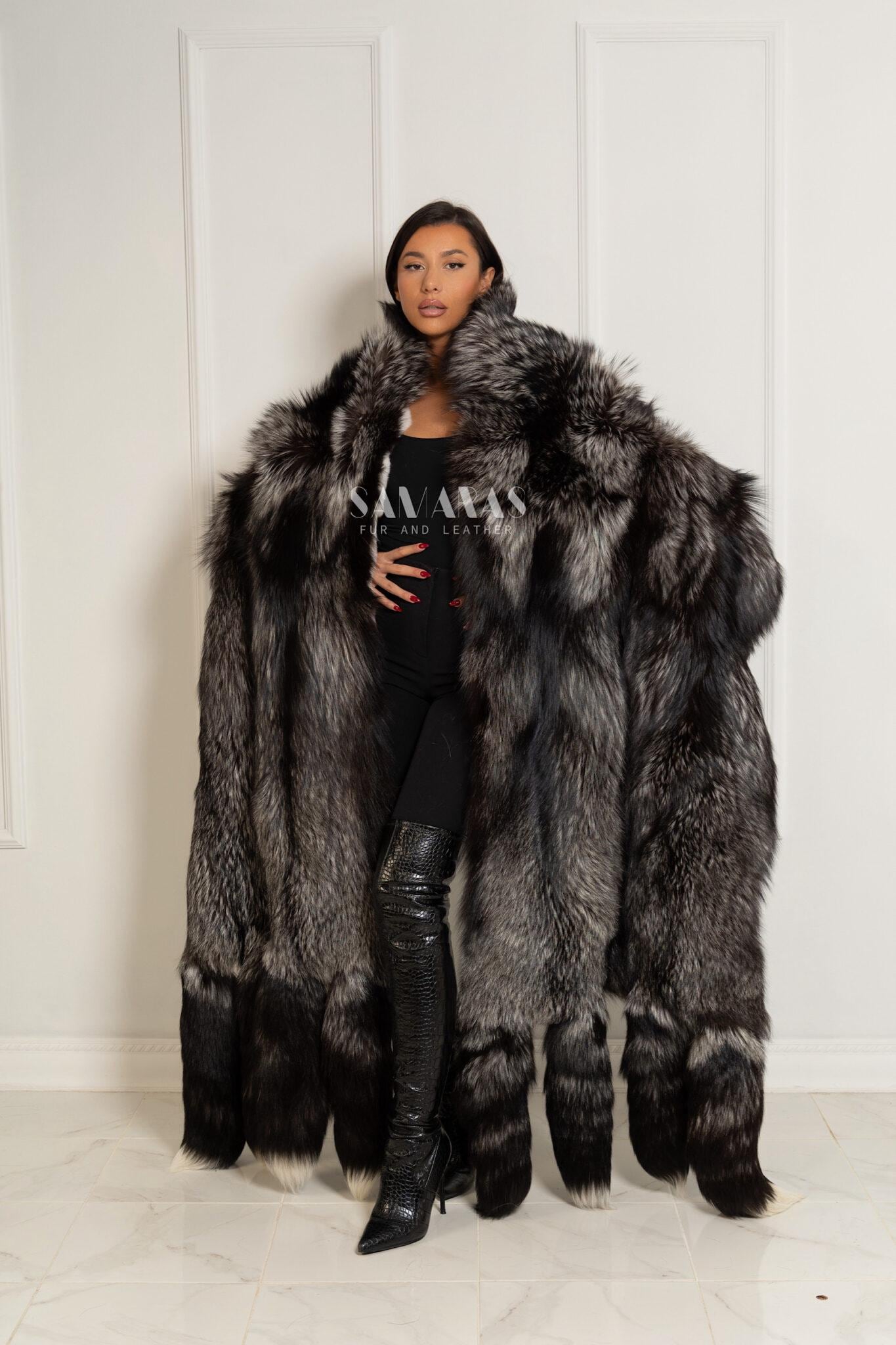 Luxury Double Face Scandinavian Silver Fox & White Rex Boa-cape