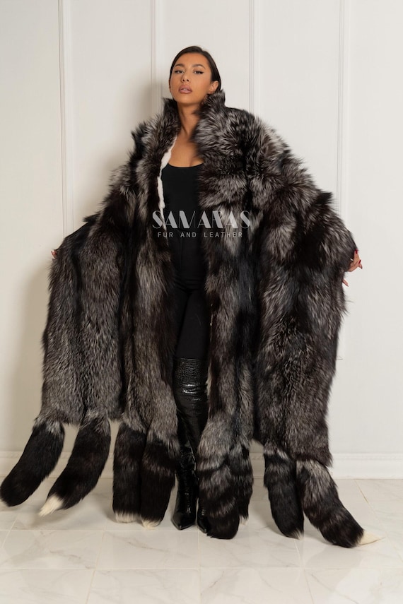 Luxury Double Face Scandinavian Silver Fox & White Rex Boa-cape