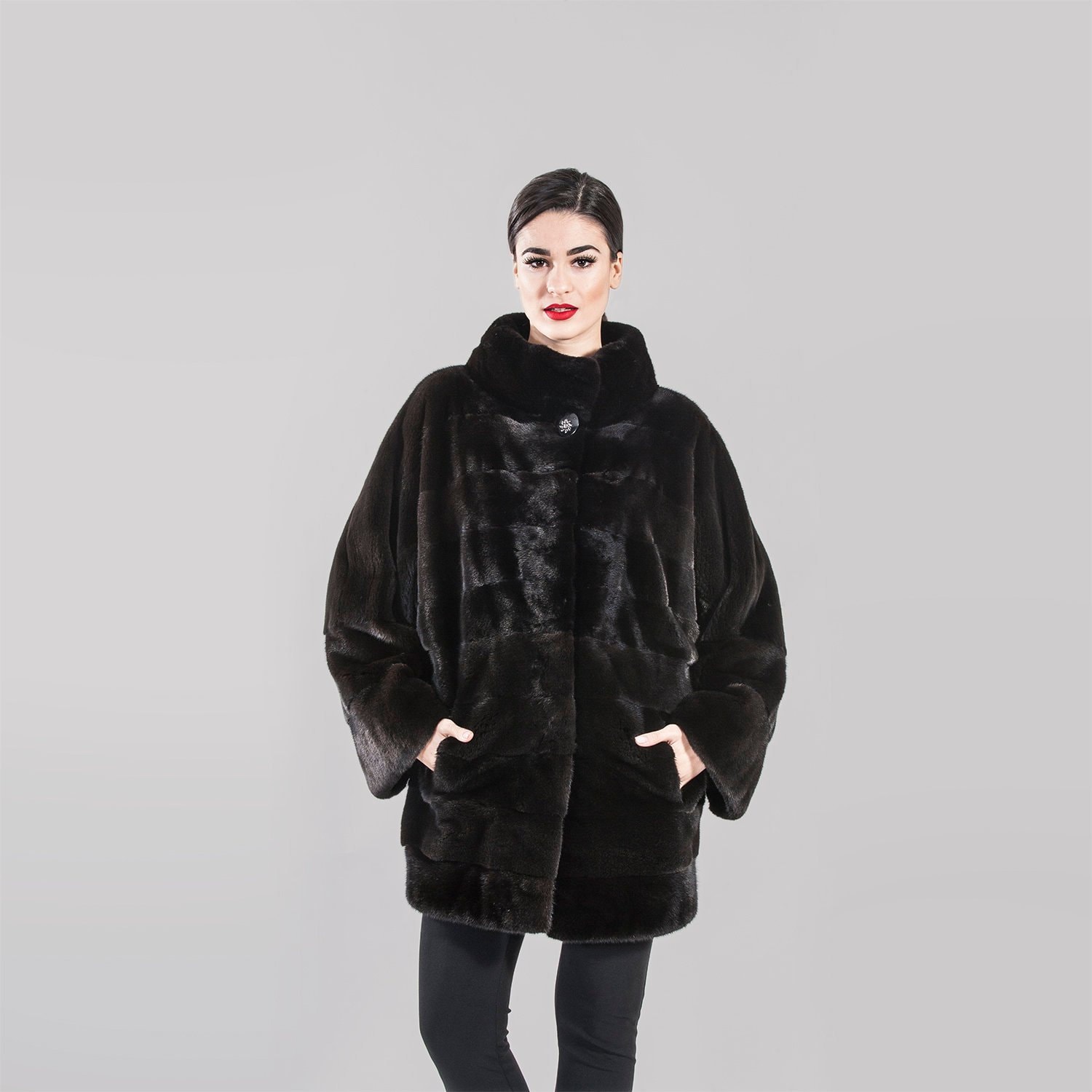 SCANDINAVIAN Black Mink Fur Jacket,top Quality Fur,luxury Fur