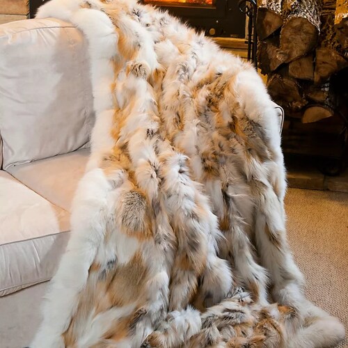 Luxury Real Spotted Fox Fur Throw Blanket Etsy