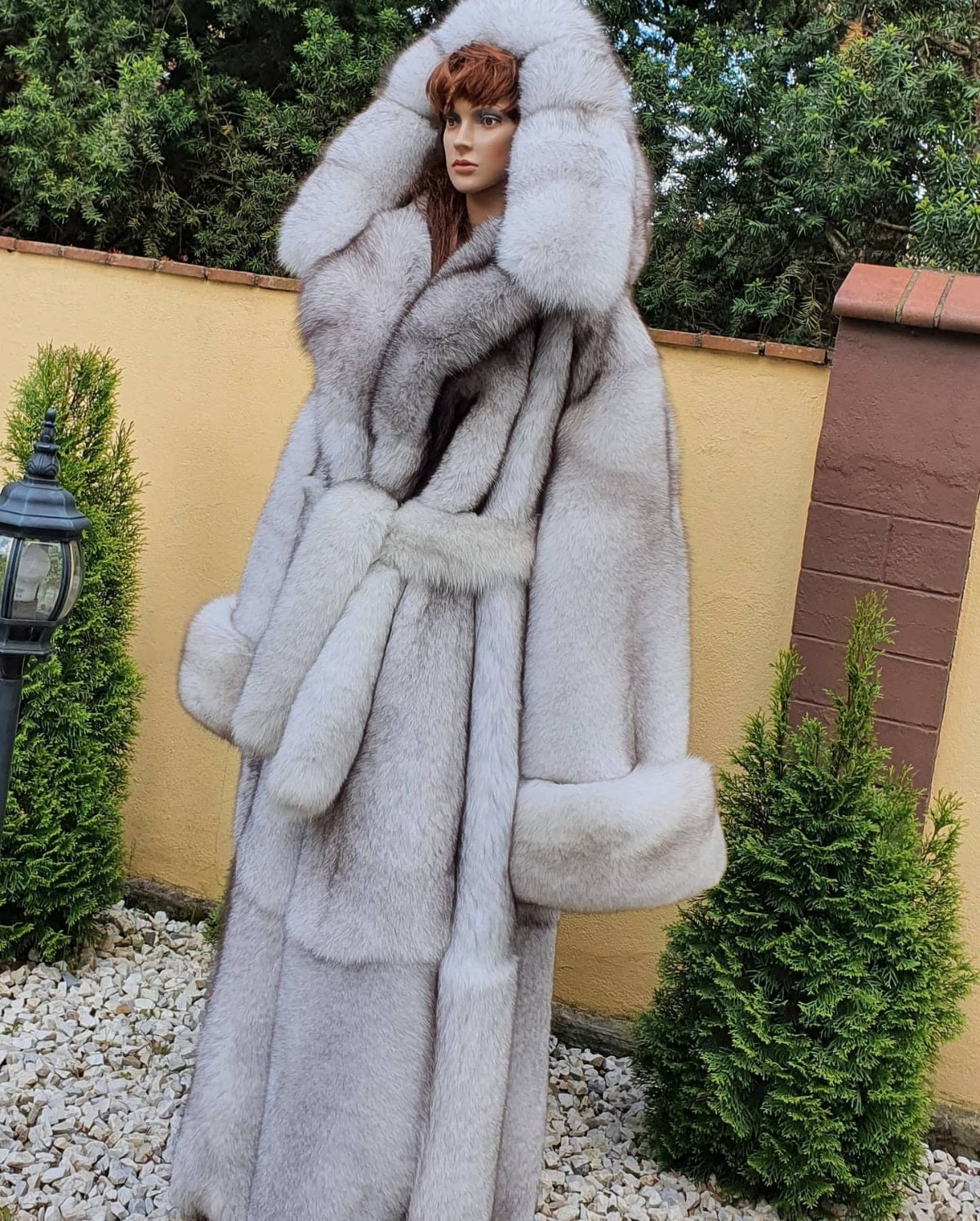 高級ブルーフォックスコート、全皮の毛皮コート、毛皮ジャケット