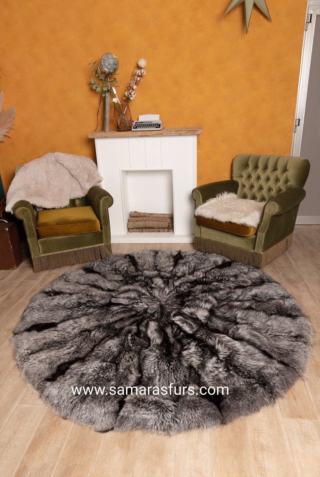 Scandinavian SILVER FOX Fur Area Rug,luxury Cashmere Style Back Lining ...