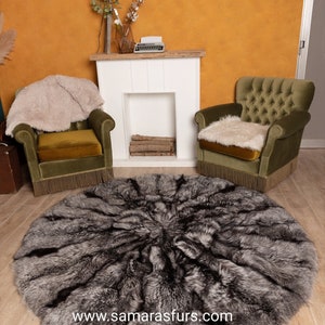 Scandinavian SILVER FOX fur Area Rug,luxury cashmere style back lining,fur carpet,home decoration,fur rug,fox fur ,fur warmer,fur pillows