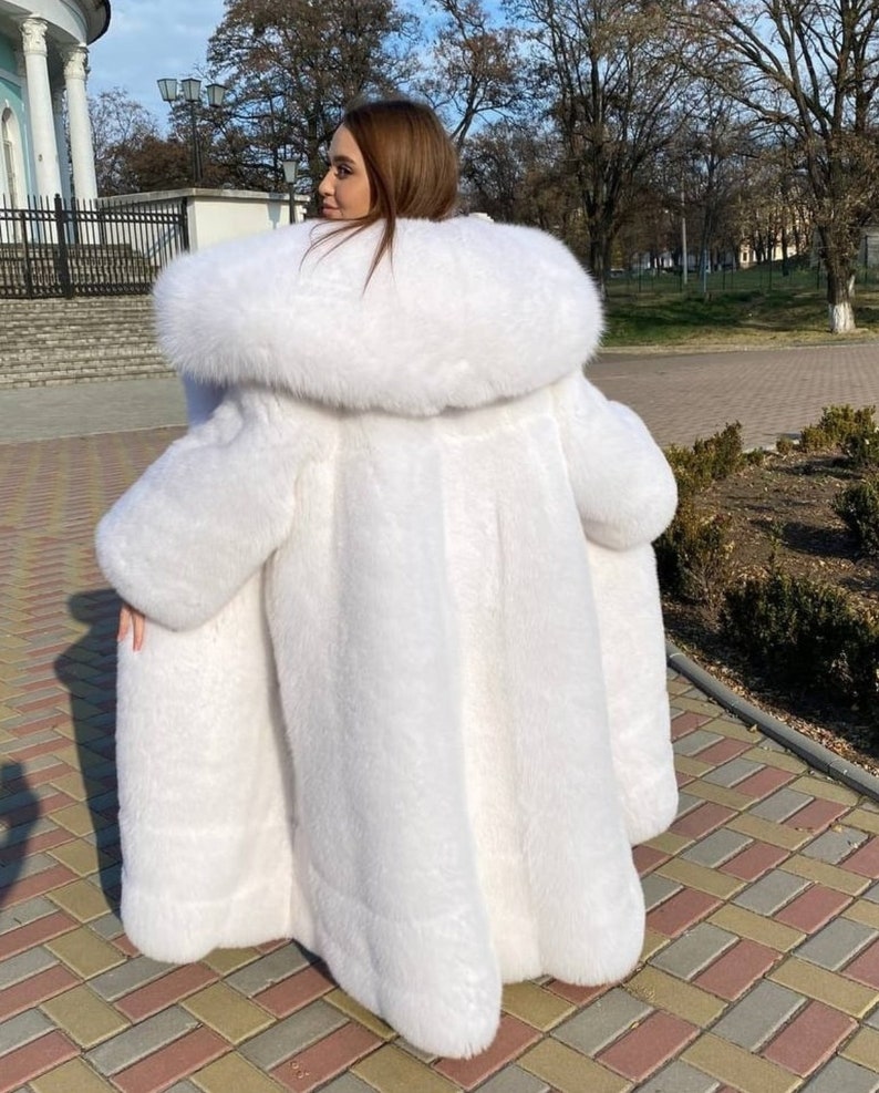 LUXURY WHITE Fox Fur Full Coat With Whole Skins Fur Coa - Etsy