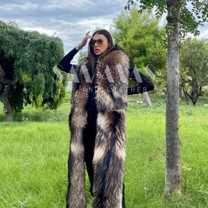 Huge double face luxury Finn Raccoon Fur Boa,118inch (300cm)Natural Color Fur stola,real fur Collar,Saga Furs Scarf Fur Stole,fur etol, gift