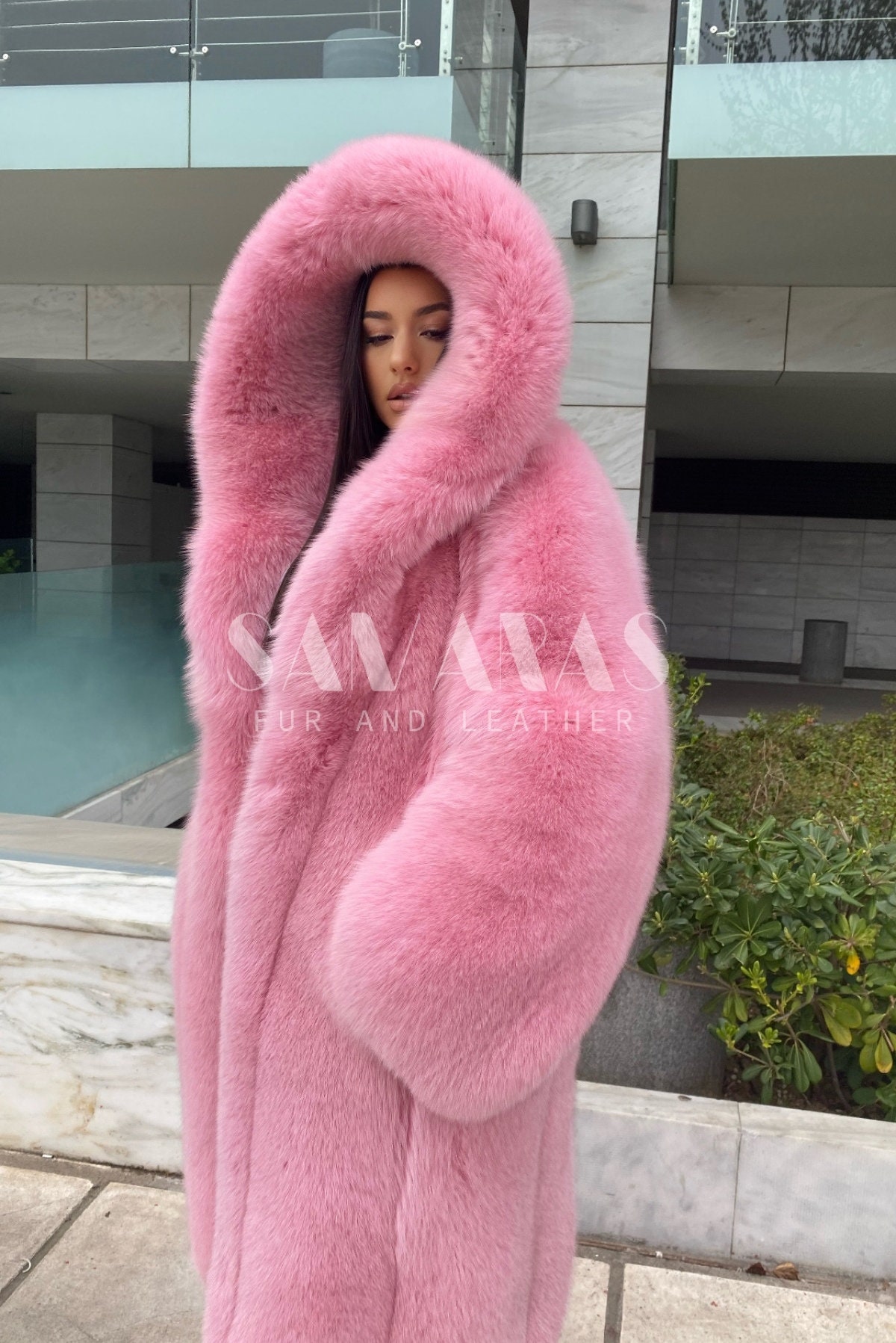 LUXURY PINK FOX Fur Coat With Whole Skins, Fur Jacket,fox Fur Coat/jacket,  Cozy, Warm Luxury Fur,perfect Gift, Present, Real Fur Jacket 