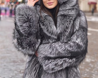 LUXURY FOX FUR jacket with Whole skins, fur jacket, luxury fur, available in various fox colours,perfect gift, present