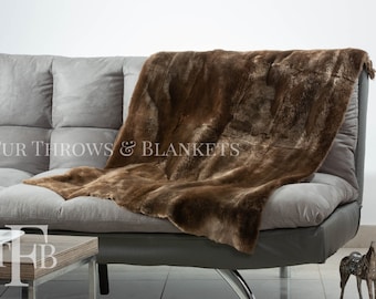 Real Sheared-plucked beaver Ful skin  fur throw, fur warmer, fur comforter, fur rug