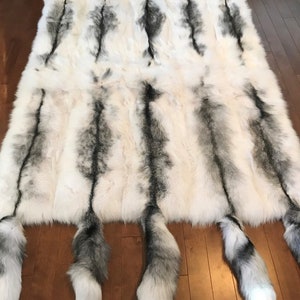 REAL ARTIC FOX fur throw / blanket, manta de zorro de piel completa, forro trasero de lujo estilo cachemira, edredón de piel, manta de piel, calentador de piel, almohadas de piel