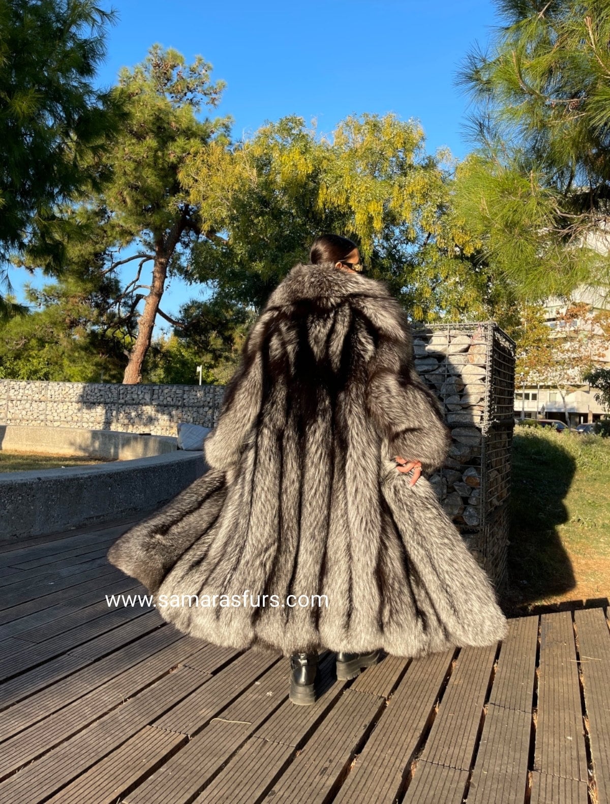 LUXURY SILVER FOX Fur Full Lenght Coat With Whole Skins,fur