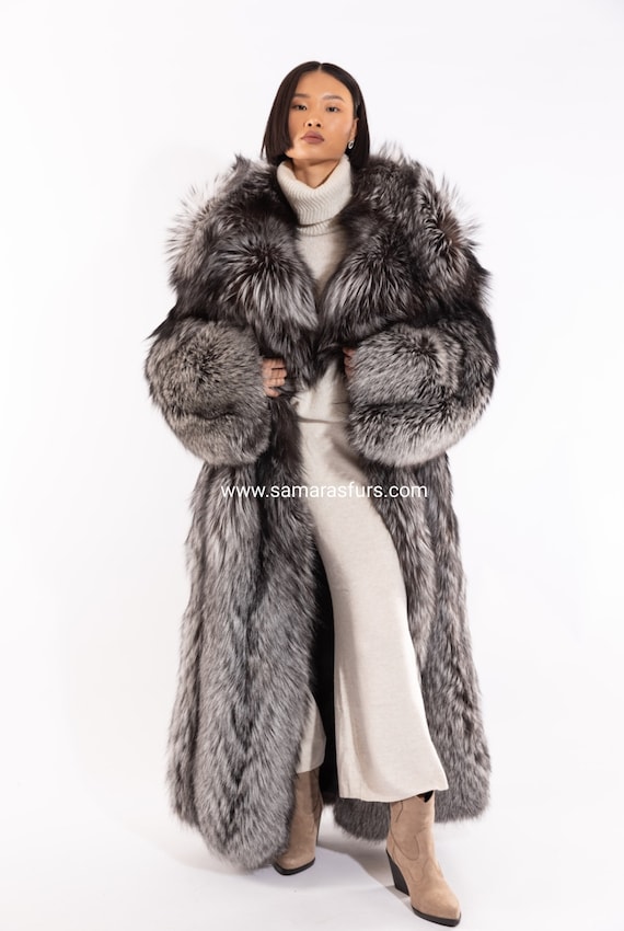 Faux silver fox fur coat new arrivals