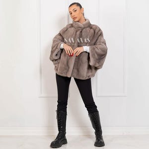 Luxury Scandinavian Silverblue Mink Fur Cape/Jacket With Stand Up Collar,mink fur jacket,fur jacket,mink cape,real fur,anniversary gift