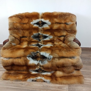 5stars full skin REAL FOX FUR throw/blanket,luxury cashmere style back lining,fur comforter,fur blanket,fur warmer,fur pillows,gift,present