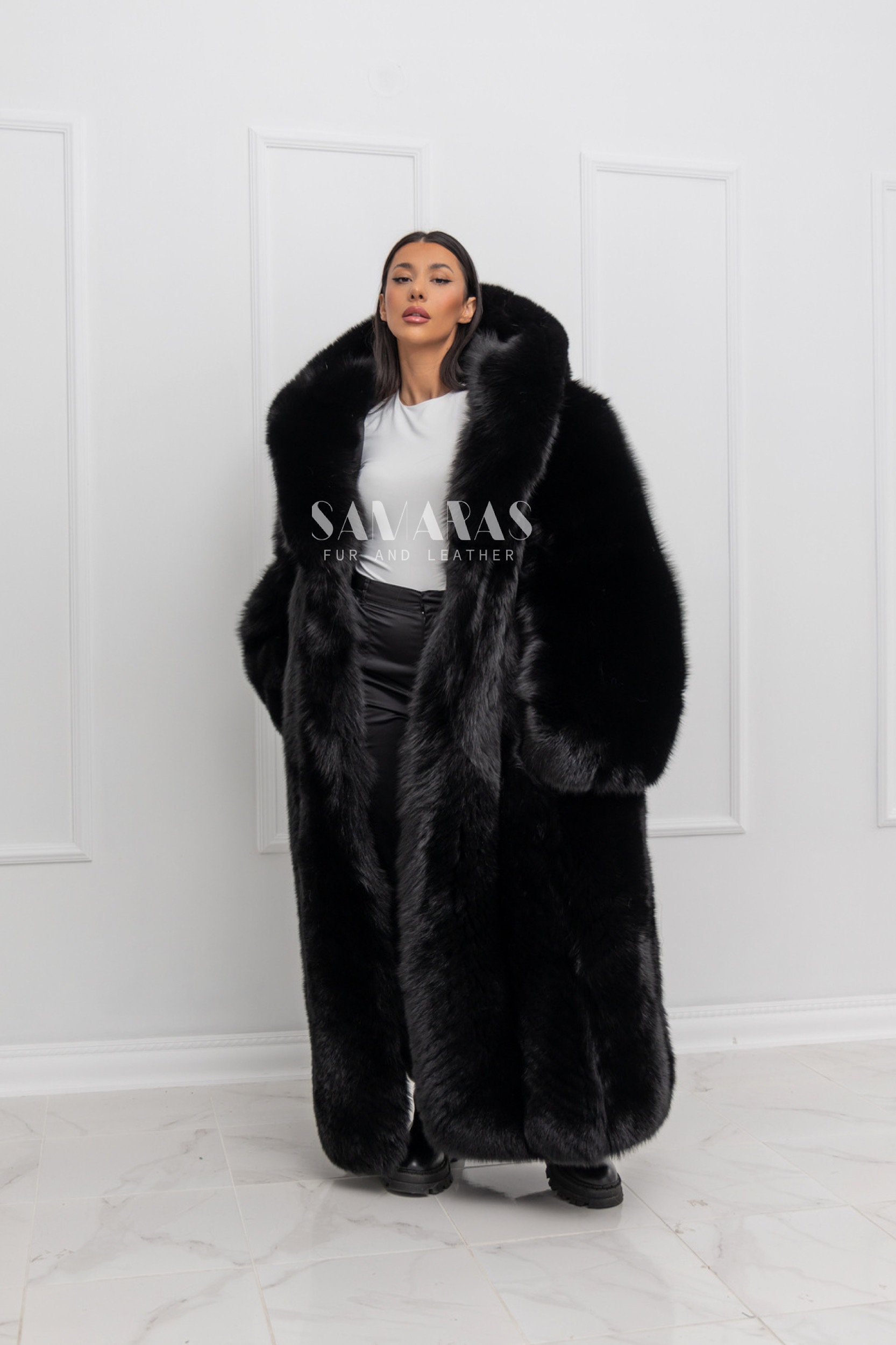  FAUX FURCOAT ブラックSサイズ　専用 Luxury Scandinavian Oversized Black Fox Coat Full Length
