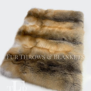 Luxury  golden Island full skin REAL FOX FUR throw,fur comforter,fur blanket,various colors, fur rug, fox fur throw,fur warmer present,gift