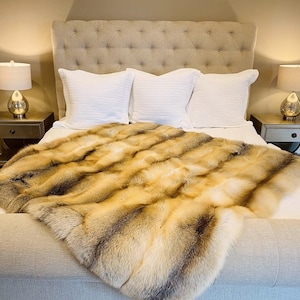 Luxury  full skin REAL FOX FUR throw,fur comforter,fur blanket,various colors, fur rug, fox fur throw,fur warmer,fur pillow, present, gift