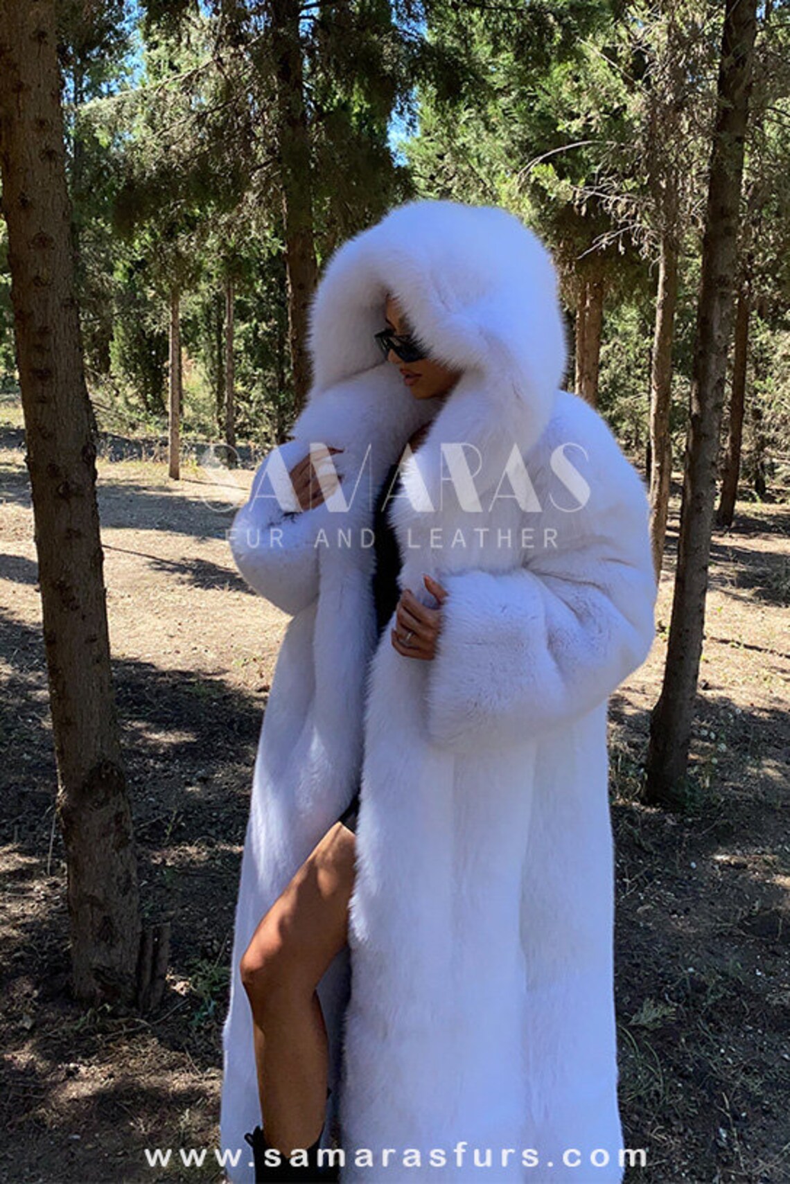 52 INCH LONG WHITE Fox Coatfur Coat With Whole Skinsfur Etsy