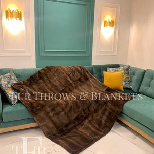 LUXURY Velvet Sheared Mink fur throw,full skin mink blanket,cashmere style lining,fur warmer, fur comforter, fur rug, sheared fur blanket