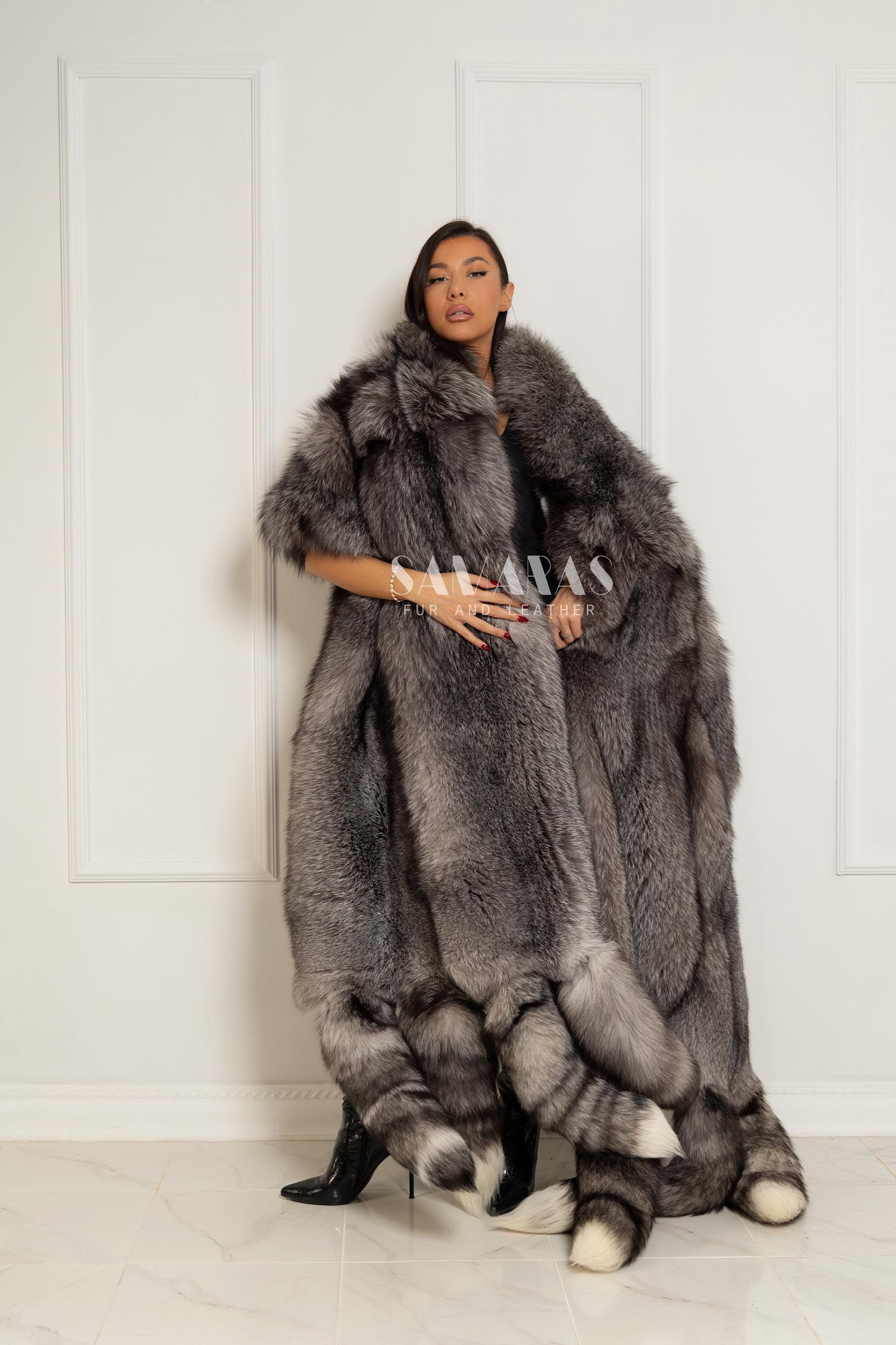 Luxury Double Face Scandinavian Blue Frost Fox & White Rex Boa