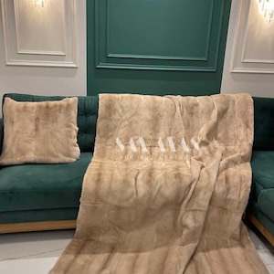 Luxury ready ro dispatch Palomino Mink Full Skin Fur Throw – Blanket & Cushions,fur throw,Mink fur throw,real fur throw,real fur,home decor