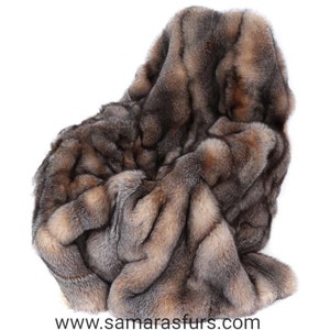 Real Crystal Fox full skin Fur throw,fur blanket,fox blanket, fox fur throw,real fur blanket,all sizes available,fur comforter,pillows,gift