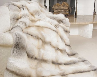 5stars full skin REAL FOX FUR throw/blanket, luxury cashmere style back lining,fur comforter,fur blanket,fur warmer,fur pillows
