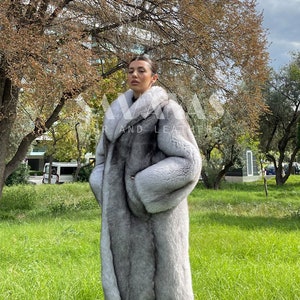 LUXURY natural blue Fox fur Jacket/coat with Whole skins and collar,fox fur jacket,luxury fur coat,real blue fox coat,birthday present