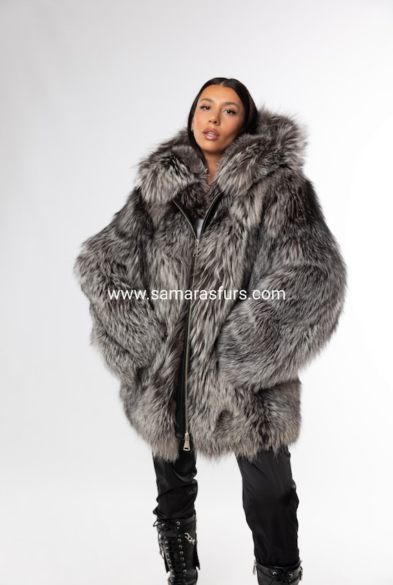 Manteau fourrure renard argenté hotsell